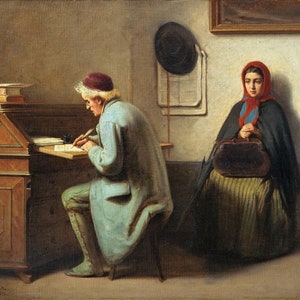 Antonio Rotta - Carta de recomendación, 1872, reproducción de pintura al óleo con calidad de museo (D5060)