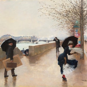 Jean Béraud The Wind 1880 Museum Quality Oil Painting Reproduction D5060 image 1