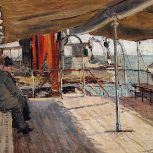 Emile Louis Mathon - Reise von Malaga nach Marokko (1891) - Besuch auf dem Bauernhof - Gerollte Ölgemälde Reproduktion in Museumsqualität (D4060)