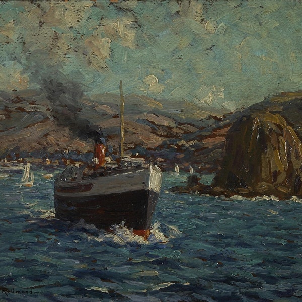 Granville Redmond - Vapor saliendo de Avalon, Isla Catalina 1920 Museo Calidad Reproducción de pintura al óleo (D5060)