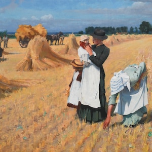 Alexander Mann - The Gleaners 1889 Museum Quality Rolled Oil Painting Reproduction (D5060)