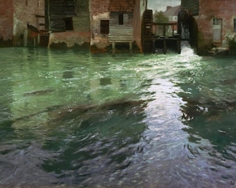 フランス画家 Van Lod ヴァン・ロッドの油彩画 フェリックス・ヴァロットン 「水辺の風景」 | | アトリエ・ブランカ