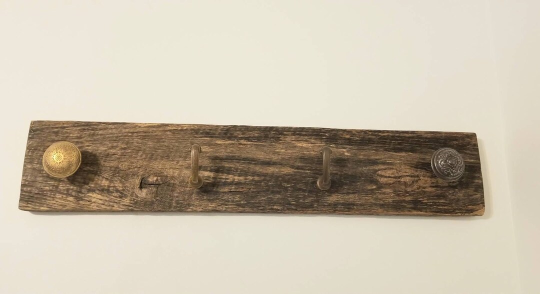 Door Knob Coat Rack barnwood Coat Rack Two Metal Antique Etsy