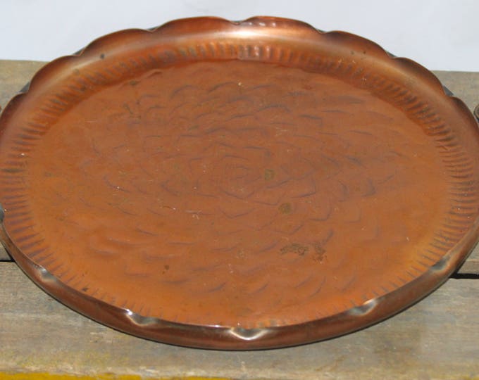 Vintage Heavy Copper Tray With Handles Etsy