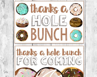 Thanks a HOLE Bunch Donut Party Gift Labels/ Chocolate Vanilla Sprinkles Birthday Favor/ DIY Printable Goodie Goody Bag Tag/ Treat Topper