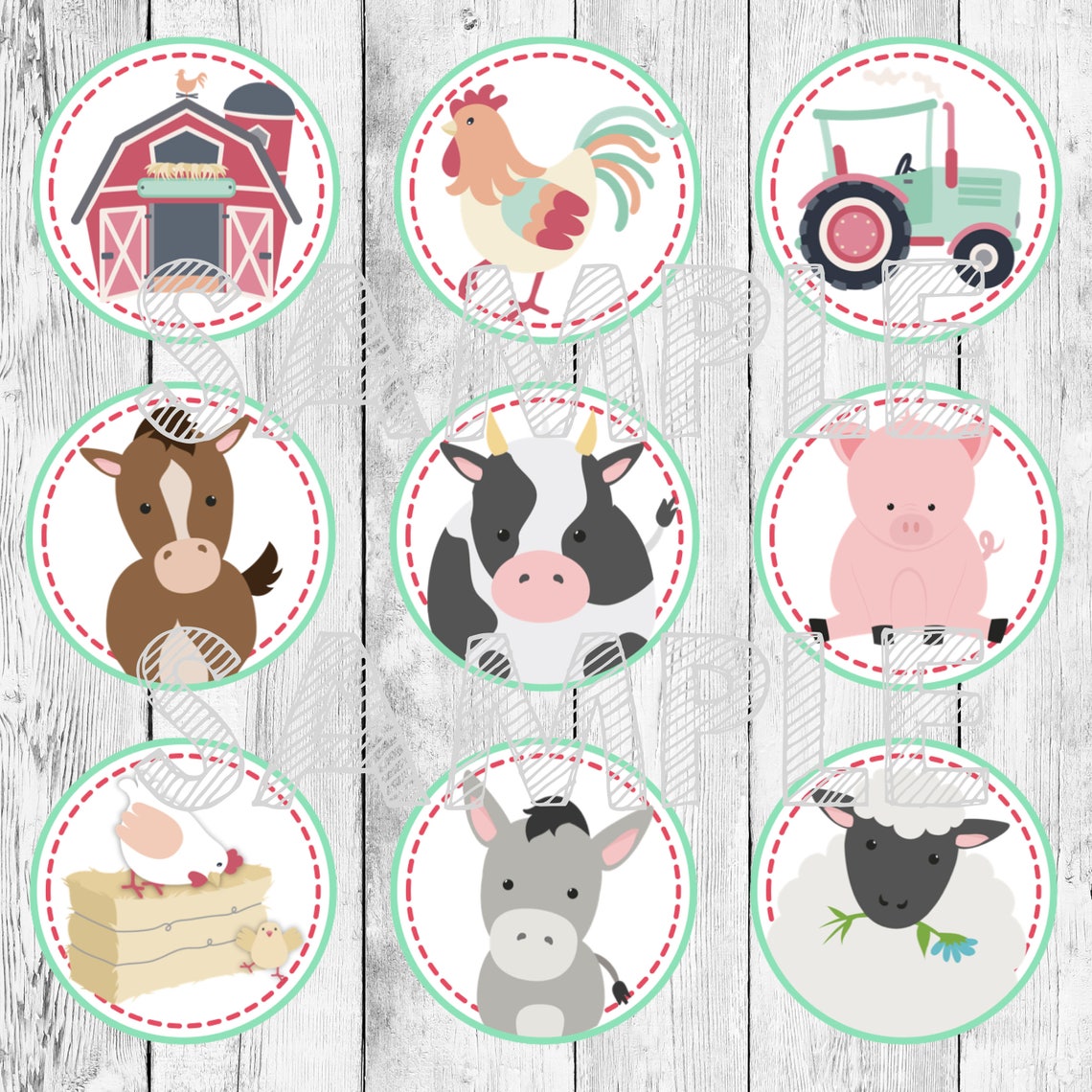 Farm Party Cupcake Topper Printable/ Barnyard Animal Noise Etsy