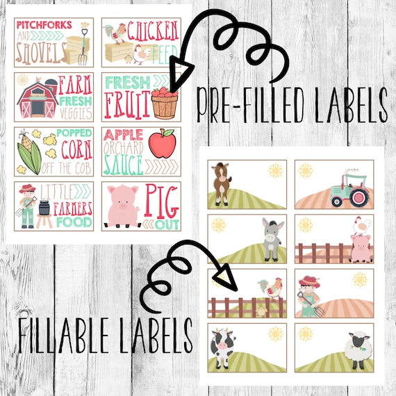 Farm Party Food Labels/ Editable Birthday Food Tents/ | Etsy