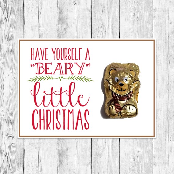 Beary Merry Christmas Labels Student Favor School Printable Goodie Goody Bag Tag Happy Holidays Treat Instant Download - 