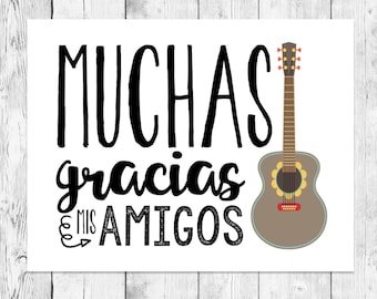 Muchas Muchos Gracias Mis Amigos/ Birthday Party Word Art Printable/ Cinco de Mayo Celebration/ Mexican Event Decoration/ Thank You Sign