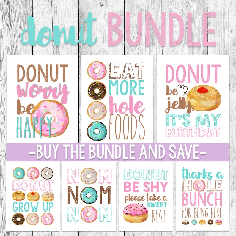 Nom Nom Nom/ Donut Party Pun Word Art Printable/ First Etsy