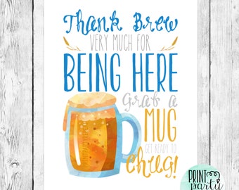Oktoberfest Thank BREW for Being Here Favor Table Word Art/ CHUG Beer MUG Stein Party/ German Celebration/ Pretzel Decor/ Octoberfest/ Hops
