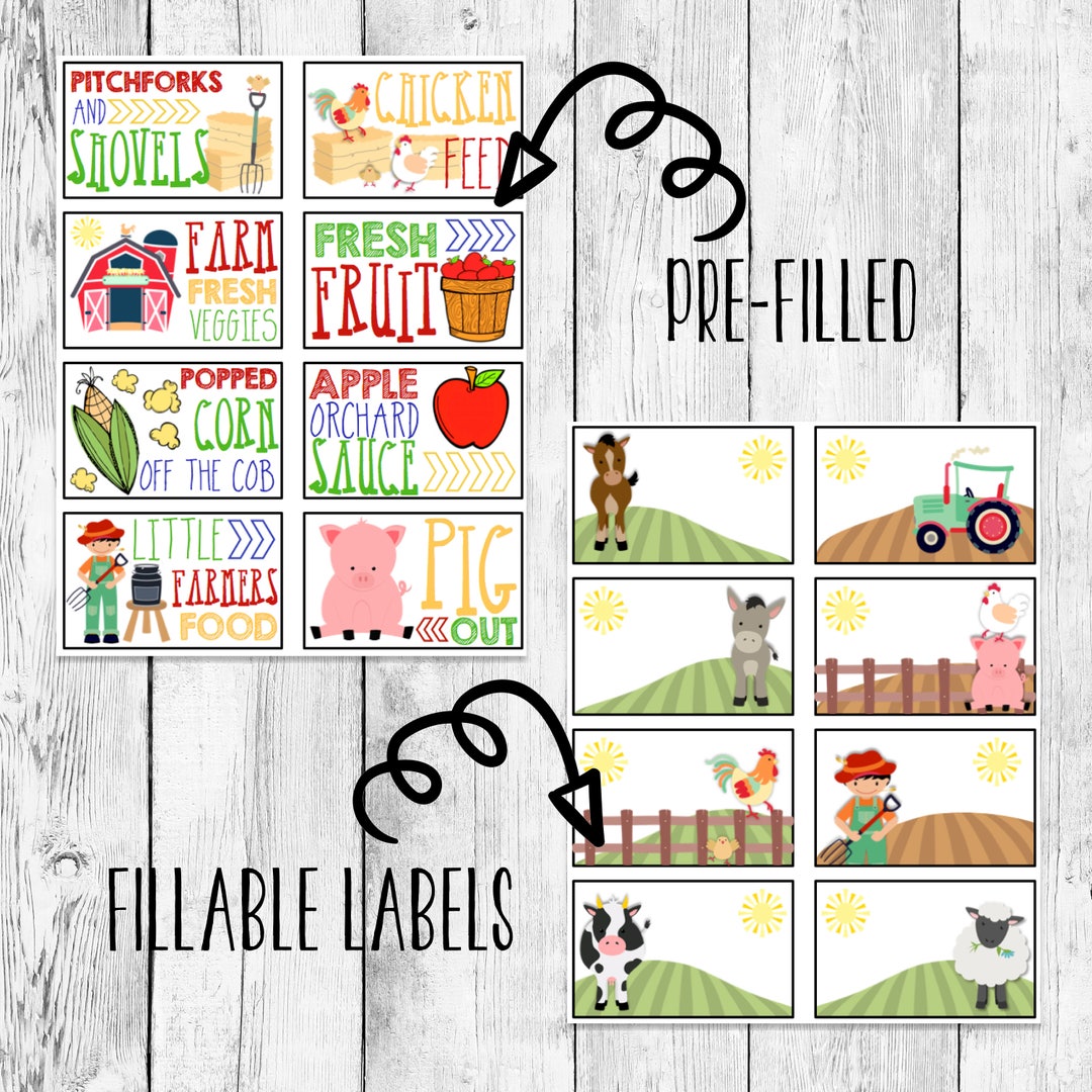 Farm Party Food Labels/ Editable Birthday Food Tents/ Printable