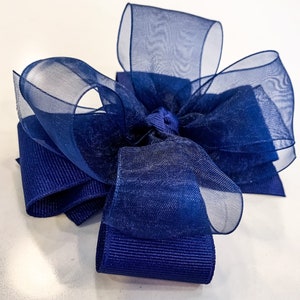 Navy blue 5” double layer girls hair bow, on your choice of clip