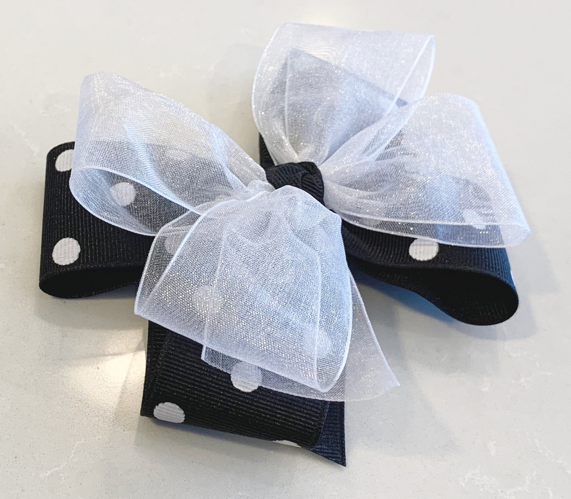 Black and White Stripe and Polka Dot Bow Hair Clip Amazon.com : Polka Dots Hair Bow Collection (Black/White  main image 2