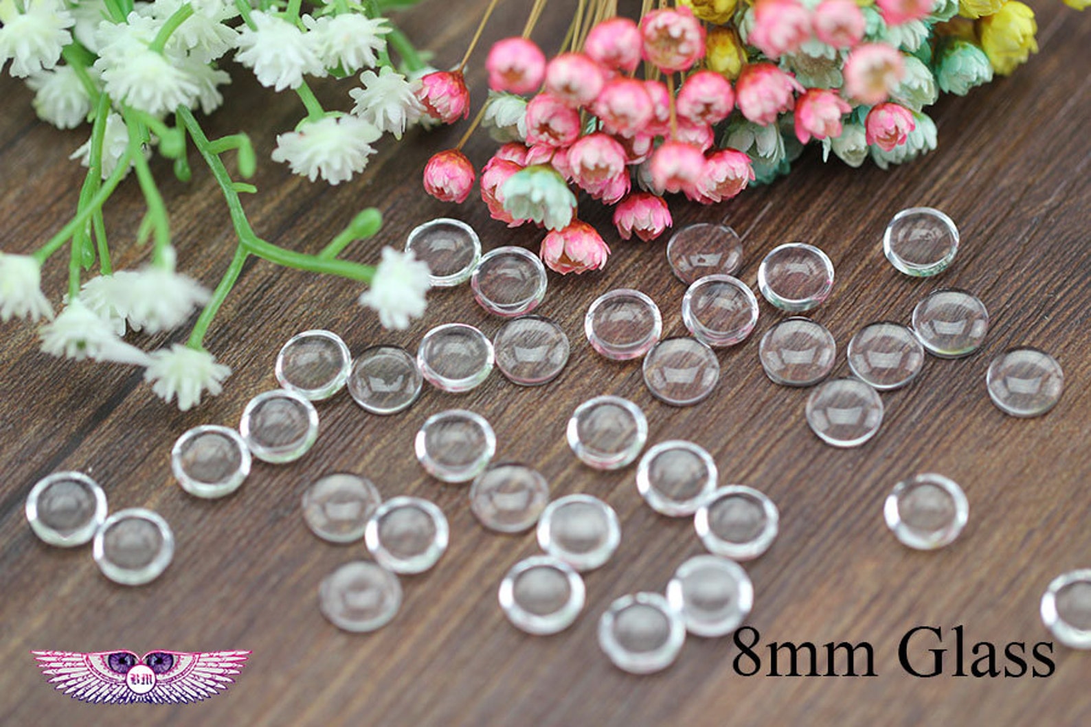 PH PandaHall 5 Sizes Oval Cabochons, 100pcs Clear Glass Tiles Flatback Round Cabochons Dome Cameo Beads Crystal Embellishments For Photo