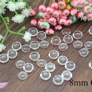 Flat Back Glass Cabochon - 8mm Round Clear Glass Cabochons - Clear Transparent Circle Domed Magnifying Glass Cabochon Covers-8mm glass Domes
