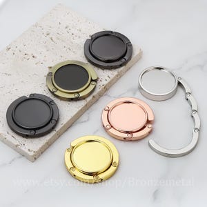 Bag Hook Blank - Round Purse Hook Hanger with 30mm Glass Cabochon -Diaper Bag Hanger - Silver Table Hook- Sublimation DIY Purse Hanger