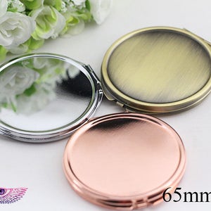 Ebauches de miroirs compacts en vrac Miroir de poche DIY Miroir grossissant en verre 65 mm Miroir compact DIY portable image 6