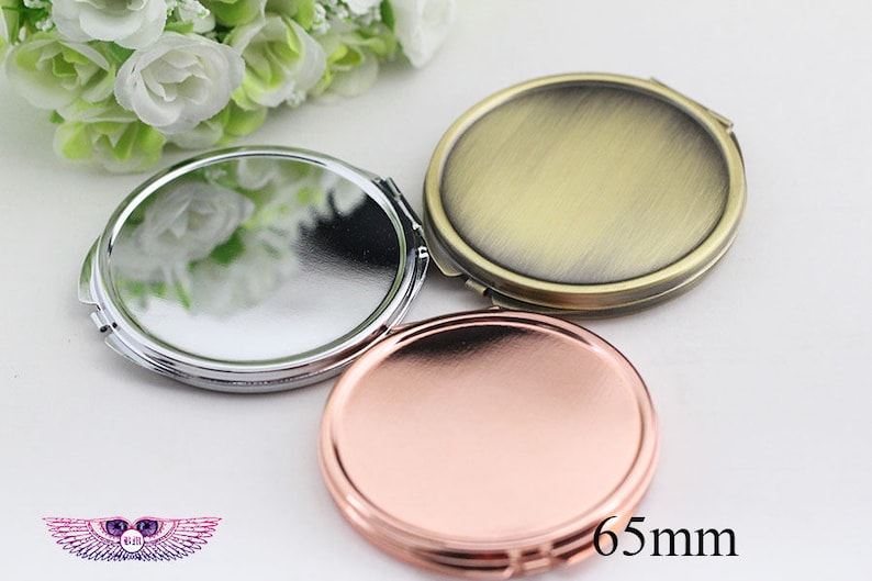 Ebauches de miroirs compacts en vrac Miroir de poche DIY Miroir grossissant en verre 65 mm Miroir compact DIY portable image 6