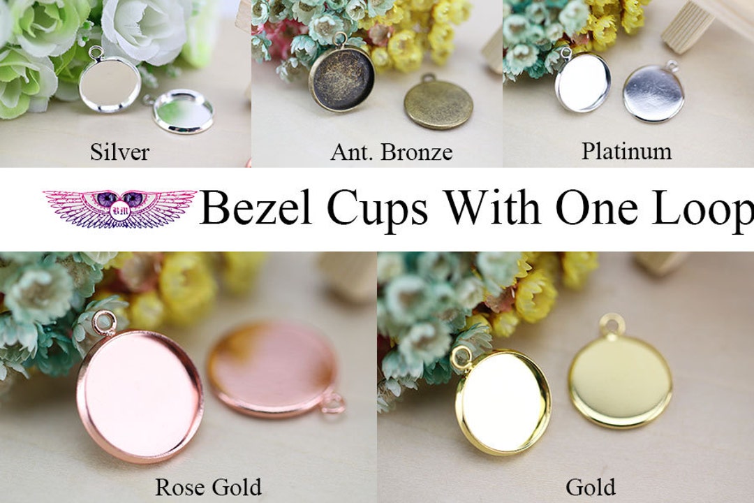 16mm Round Bezel Cups With One Connector Bezel Setting 1mm Depth Nickel lead Free B012 Etsy