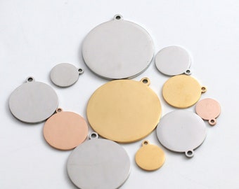 Engraving Plates, Stainless Steel Discs, Stamping Blanks, Mirror Polished Round Tags - 5pcs