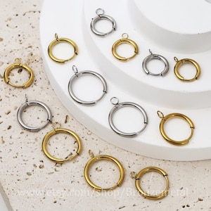 10 st. Huggie Hoop-örhängen i rostfritt stål, öronpiercing i rostfritt stål, runda örhängen i guld och silver, gör-det-själv-örhängen i present