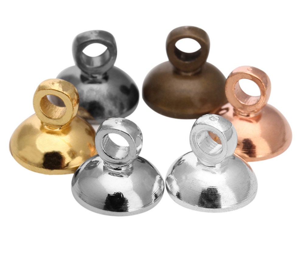 50pcs Brass Glue-on Flat Pad Bails Pendants Charms Connector
