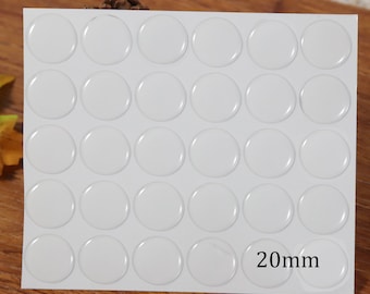 20mm Round Clear Epoxy Stickers, White Paper Sheet, Prefect for Jewelry handmade