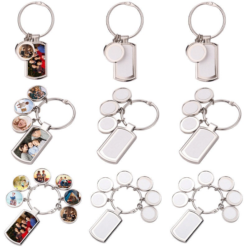 Clear Round Acrylic Blanks Keychain Set, 5/10 Keyring Chains/faux
