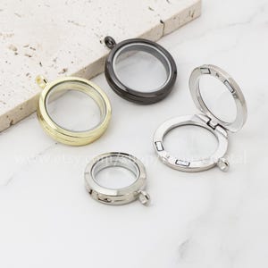 Magnetic Floating Locket 20mm 25mm 30mm Floating Charm Glass Locket, Stainless Steel 316L Memory Locket, Locket Pendant Mother&#39;s Gift