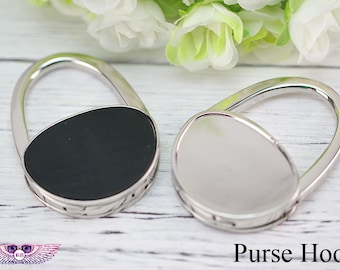 Oval Handbag Hanger - Glass Table Bag Hook - Personalized Purse Hook Folding Holder -Customized Table Purse Hook - Purse Holder - Bag Hook