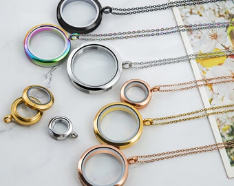 thumbnail image 2 of Empty Blank DIY Floating Memory Locket Necklace / 30mm Round Silver 2 of 9