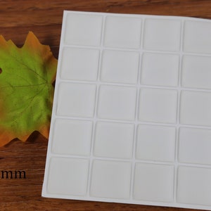 16mm Square Clear Epoxy Stickers, clear epoxy domes, White Paper Sheet