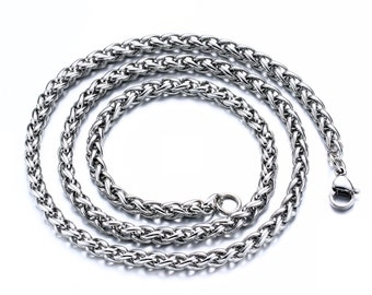 10pack Stainless Steel Wheat Chain Necklace, Round Franco Wheat Chain Bulk for Jewelry Making or Handbag