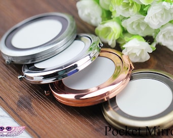 Pocket Mirrors - Compact Mirror Blanks -DIY Frame Magnifying Mirror-Silver Rose Gold Black Copper Bronze - Hand Mirror