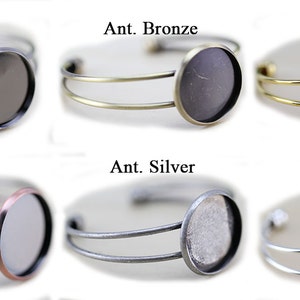 25mm Glass BRACELET Trays - Bezel Blanks - Shallow Bracelet Blanks - Cuff Bracelet Blank - Copper, Silver Gold, Rose Gold Bracelet -BR001