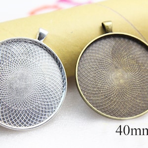 40mm Pendant Tray - Photo Pendant Kit - Glass Pendant 40mm - Round Pendant blanks- Round Blank Cabochon Pendants-Resin Pendant