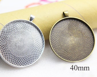 Bandeja colgante de 40 mm - Kit para colgante con foto - Colgante de vidrio de 40 mm - Colgantes redondos de placa baja - Colgantes redondos de cabujón - Colgante de resina