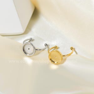 10 Stück Edelstahl Bezel Cup Ring Rohling - Öffnung verstellbare Fingerring-Einstellung für Cabochon Germstones 4mm 6mm 8mm 10mm