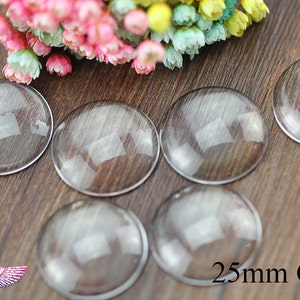 Cabochon in vetro trasparente circolare da 25 mm - Copricabochon per lente d'ingrandimento a cupola da 1 pollice estremamente trasparenti - Parte superiore in vetro di ingrandimento