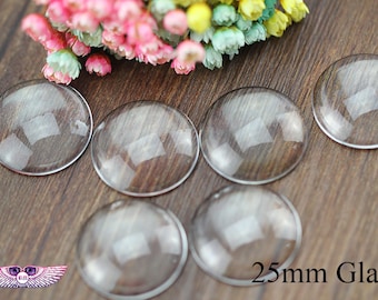25 mm Kreis Klarglas Cabochon - Extrem klar 1 Zoll klar transparent Kreis gewölbte Lupe Cabochon Abdeckungen -Vergrößerung Glas Top