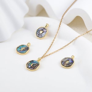 Colorful Shell Pendant, Shell Charms, Shell Drop, Shell Letter Charm,Necklace Diy with Heart, Star, and Moon Inside Pendant