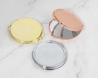 5pcs Compact Mirrors Blanks - Pocket Mirror DIY - Customize Glass Mirror - Hand Held Mirror Tray for Purse