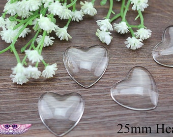 Heart Photo Glass Cabochon 25mm 1inch - Flat Back - Magnifying - Crafting Glass Cover - Pendant Glass Cabochon - DIY Jewelry Glass Domes