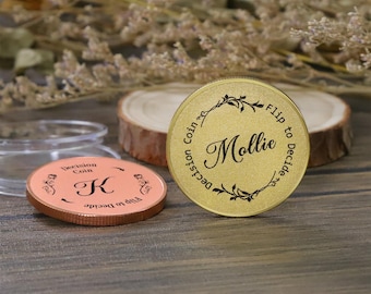 Moneda de personalización personalizada - Moneda de lanzamiento de decisión creativa personalizada - Toma de decisiones de pareja - Regalo de juego de bodas - Moneda de quién gira