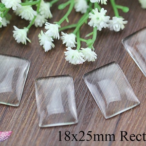 Rectangle Glass Cabochon 18x25mm - Magnify- Flat Back - Clear Glass Cover - Pendant Glass Cabochon - Glass Insert - High Clarity