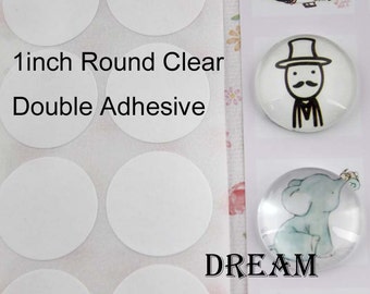 Round Clear Double Sided Adhesive, Apply with glass cabochons, DIY adhesive 25.4mm 25mm