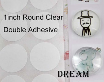 Adhésif double face transparent rond, appliquer avec des cabochons de verre, adhésif DIY 25,4 mm 25 mm