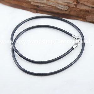 5pack Waxed Necklace - Black Wax Cord Necklace with Stainless Steel Tube Ending  for Jewelry Making