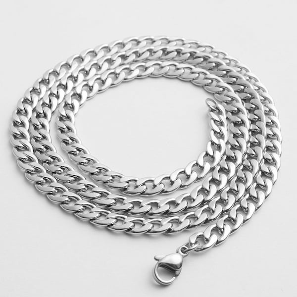 5pack Stainless Steel Miami Cuban Link Necklace Choker Thick Twist Curb Chain Tarnish Free Necklace for Men Women